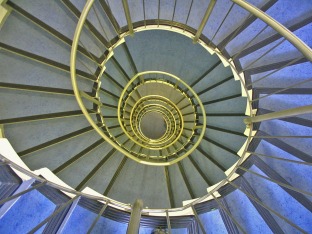 stairwell spiral - looking over centripetal banisters
